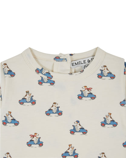 Petite Dog Printed T-Shirt, Ecru