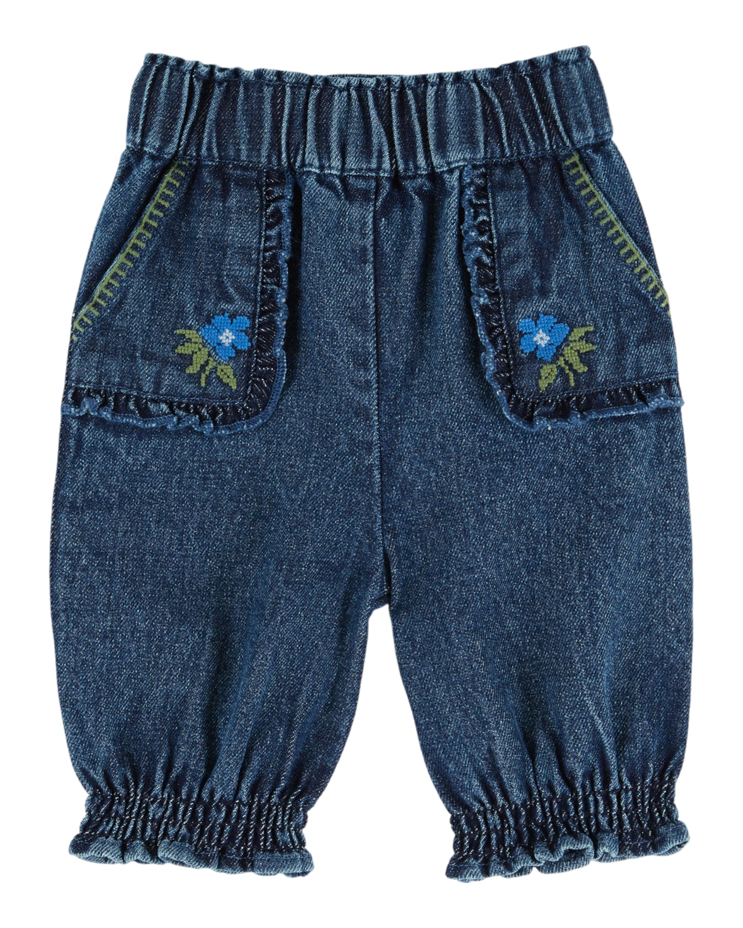 Embroidered Denim Sirwal Pant, Denim