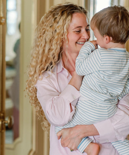 Edward Baby T-Shirt, Dusty Blue Mini Stripe