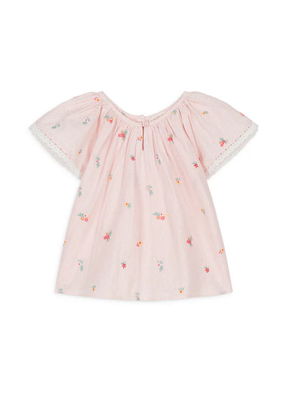 Antonia Top, Pink Bouquet Stripes