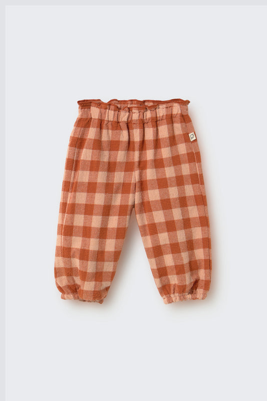Textured Gingham Flannel Baby Pant, Ginger