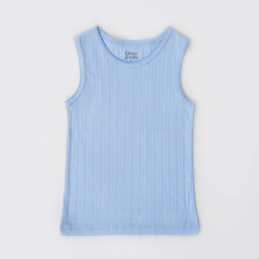 Front Porch Tank, Cornflower Blue Pointelle