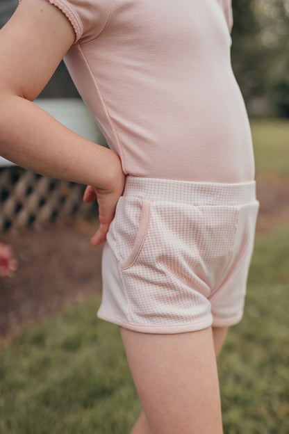 Playground Shorts, Strawberry Cream Gingham