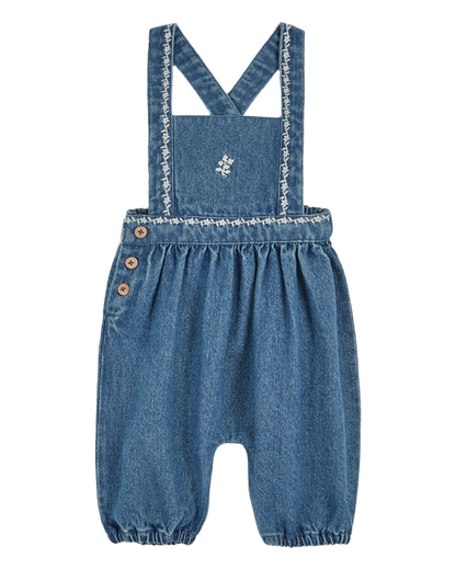 Embroidered Denim Overalls