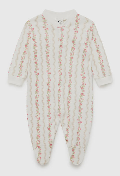 Baby Sleepsuit, Floral Stripe