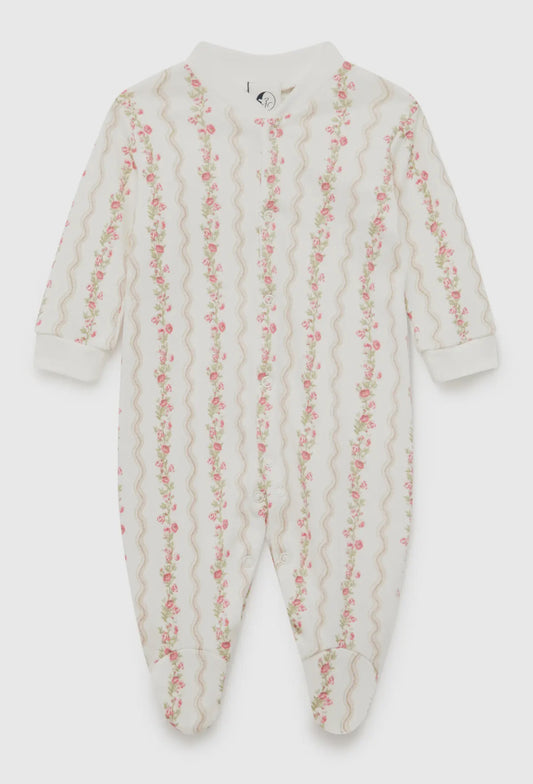 Baby Sleepsuit, Floral Stripe