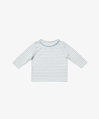 Edward Baby T-Shirt, Dusty Blue Mini Stripe
