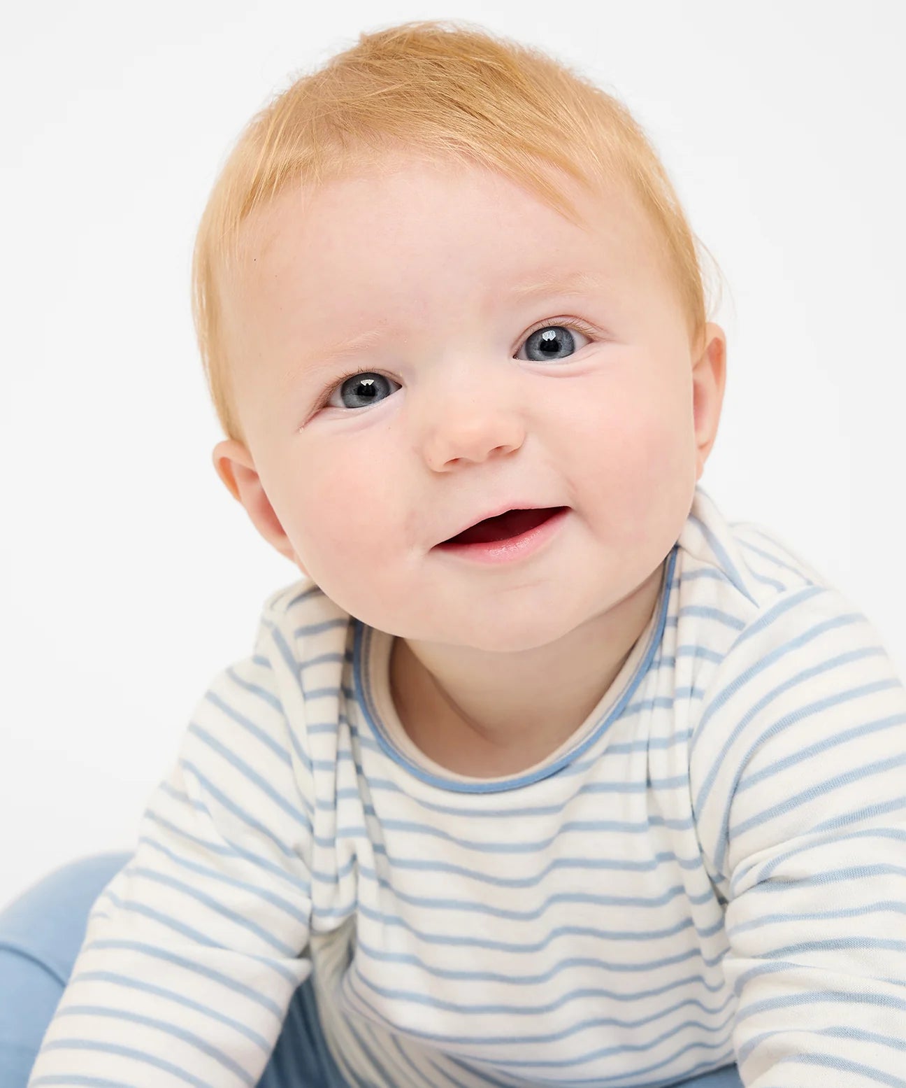 Edward Baby T-Shirt, Dusty Blue Mini Stripe
