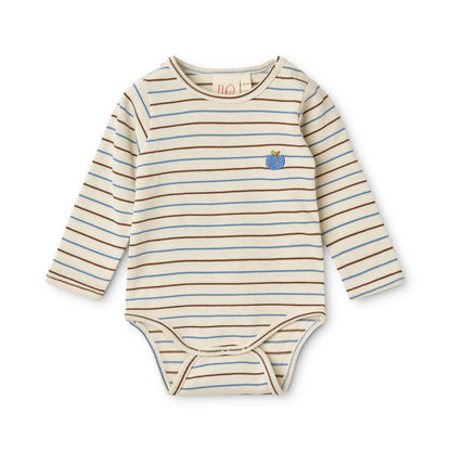 Emil Onesie and Pant Set, Brown-Blue Stripe