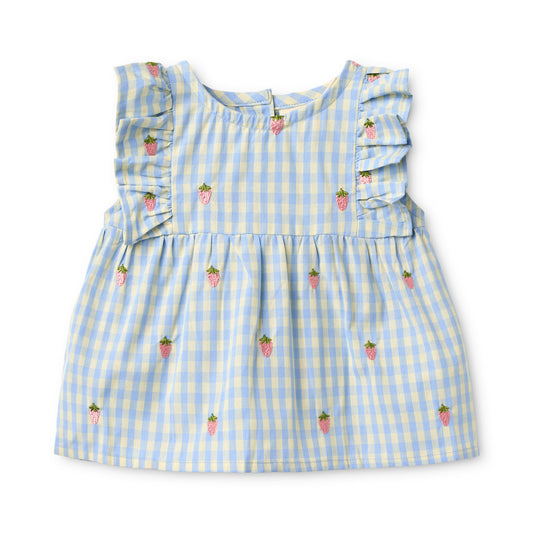 Millie SL Dress, Sky Berry Gingham
