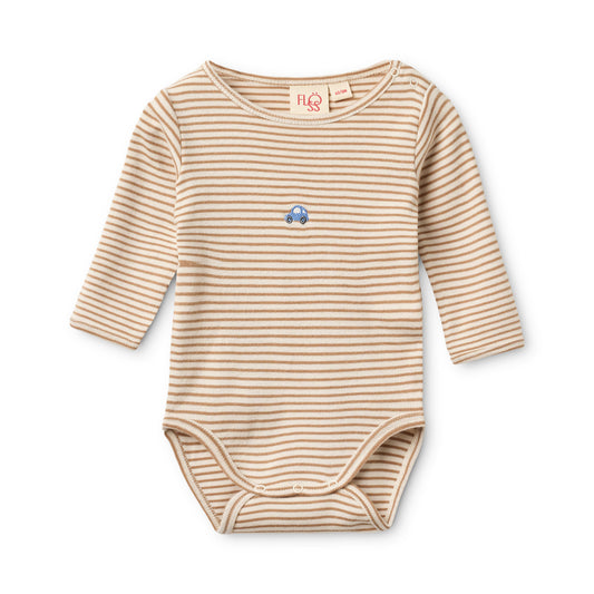 Fresa Onesie, Light Brown Stripe