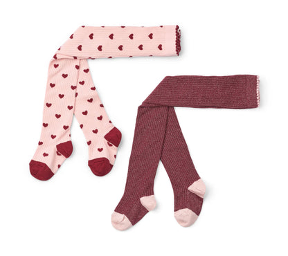 Vera Tights, Cranberry/Pink Glitter