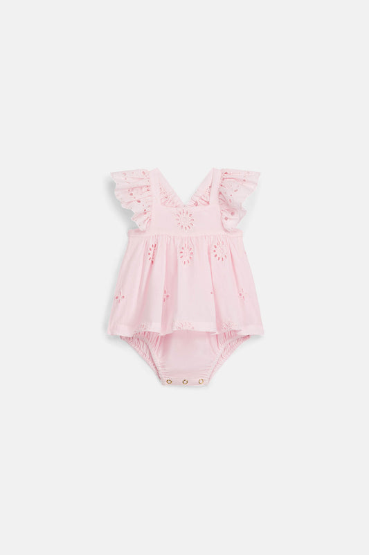 Rompers Salome, Pink Schiffli