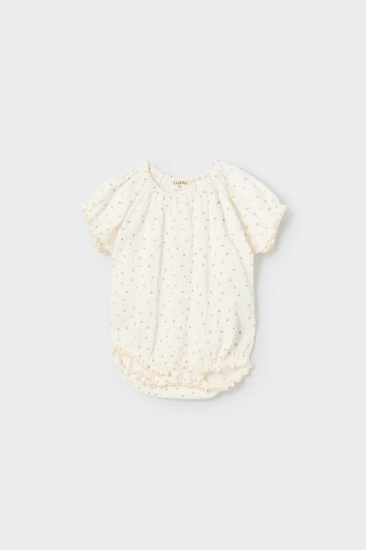 Cozmo Floral Gauze Baby Romper, Ivory Coffee
