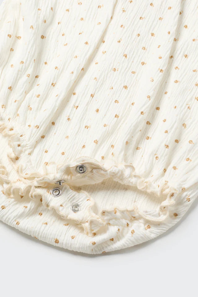 Cozmo Floral Gauze Baby Romper, Ivory Coffee