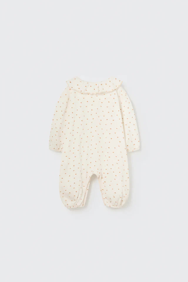 Cozmo Floral Gauze Newborn Jumpsuit, Ivory Coffee