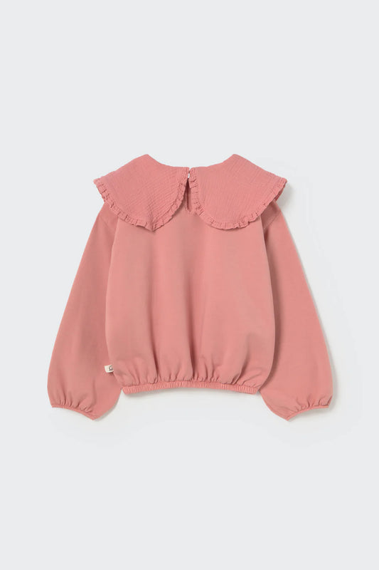 Organic Cotton Fleece Puffed Sweatshirt, Rose Tea