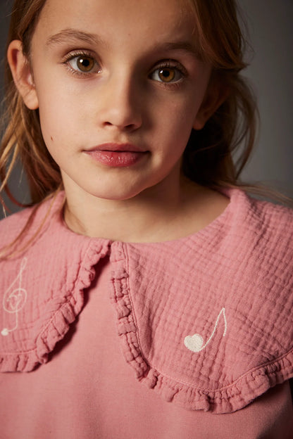Organic Cotton Fleece Puffed Sweatshirt, Rose Tea