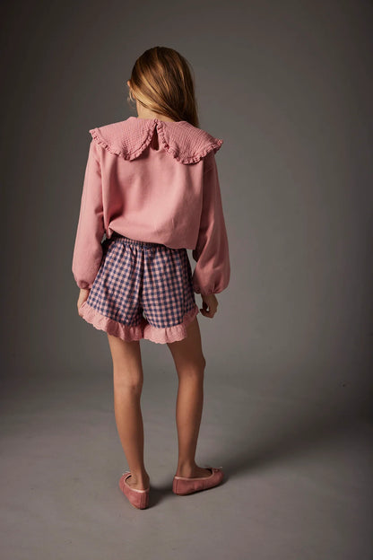 Organic Cotton Fleece Puffed Sweatshirt, Rose Tea