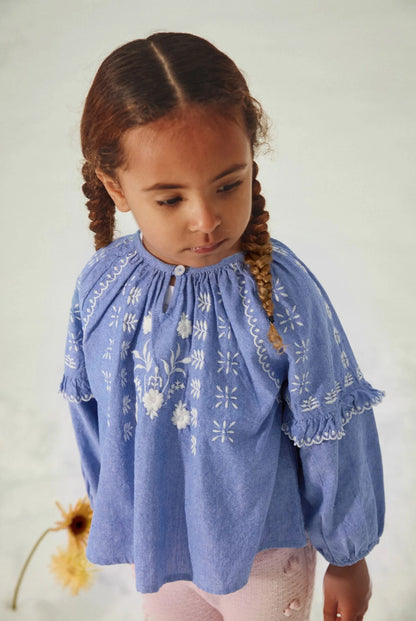Blouse Irisa, Blue Chambray