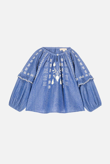 Blouse Irisa, Blue Chambray