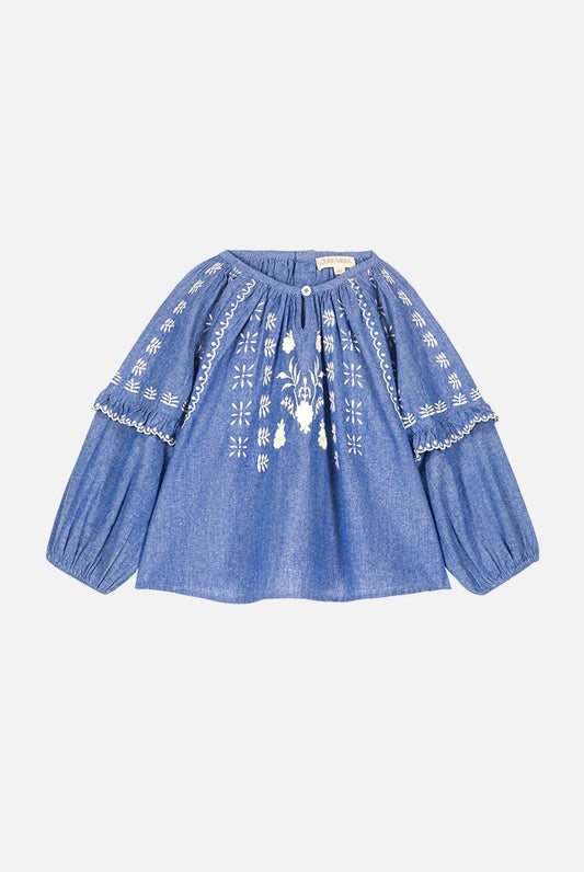 Blouse Irisa, Blue Chambray