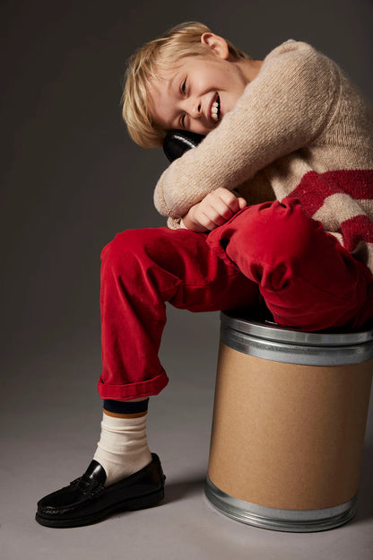 Tweed Tricot Sweater, Stone Red