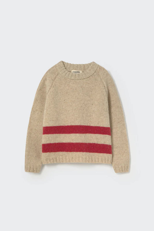 Tweed Tricot Sweater, Stone Red