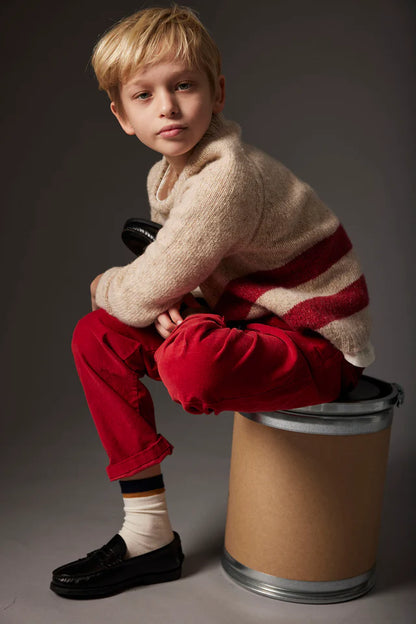 Tweed Tricot Sweater, Stone Red