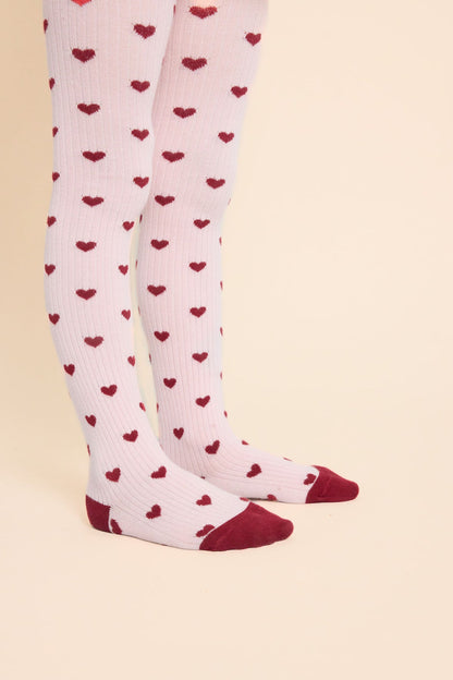 Vera Tights, Cranberry/Pink Glitter