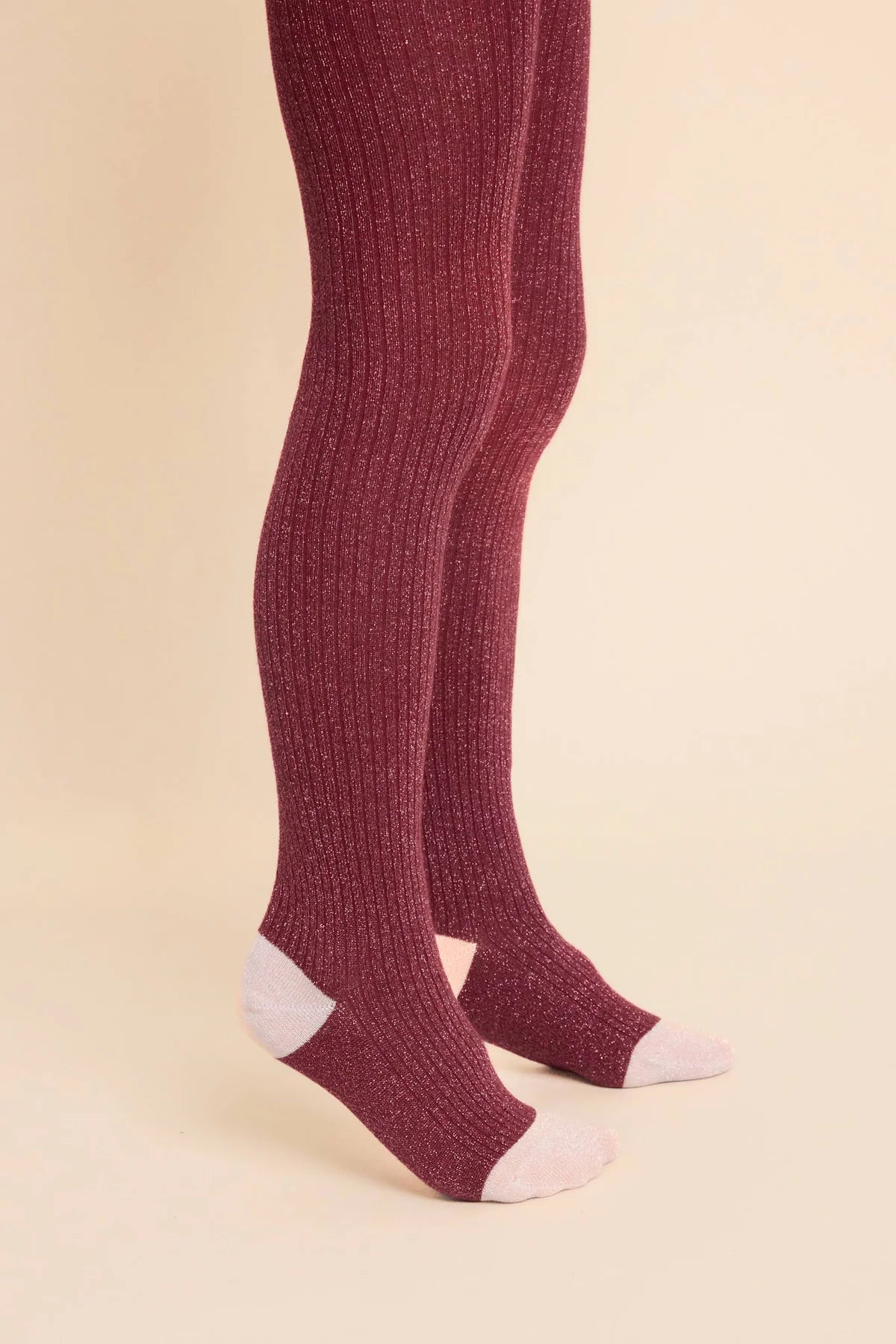 Vera Tights, Cranberry/Pink Glitter