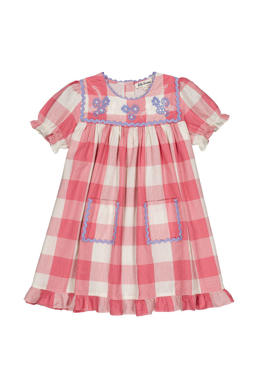 Louisette Dress, Check Rose