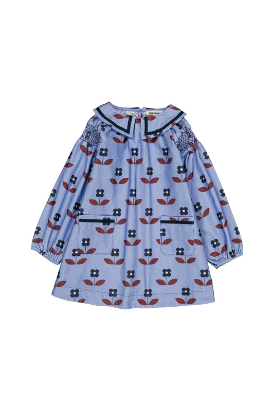 Martha Dress, Flora Blue