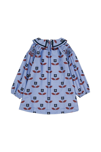 Martha Dress, Flora Blue