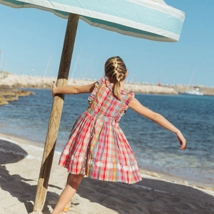 Lali Mini Clover Dress, Red Madras Plaid