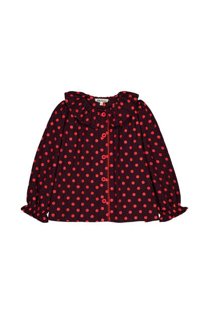 Myrtille Blouse, Plum Dots