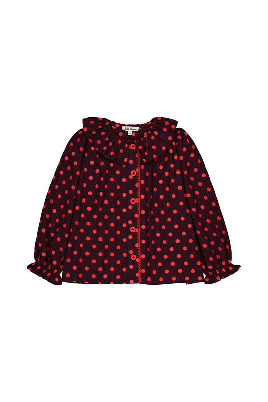 Myrtille Blouse, Plum Dots