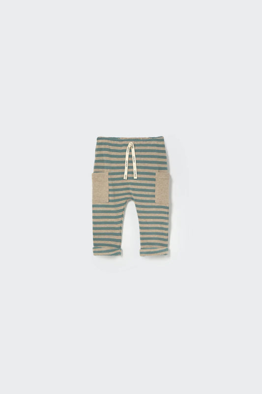 Soft Stripes Knit Baby Pants, Arctic Blue