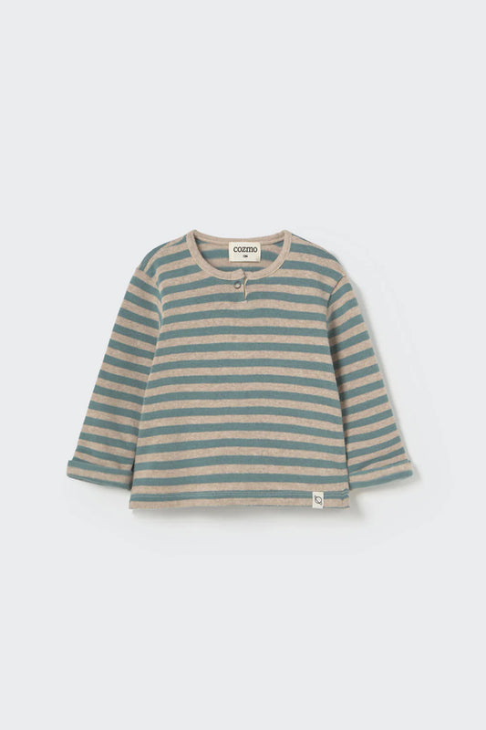 Soft Stripes Knit Baby Sweater, Arctic Blue