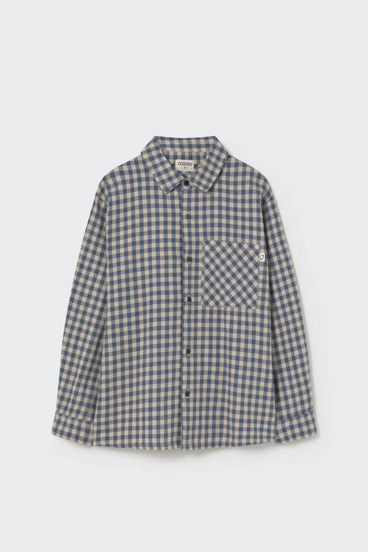 Gingham Flannel Shirt, Stone