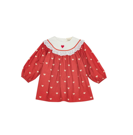 Ellen Dress, Poppy Red/Soft White