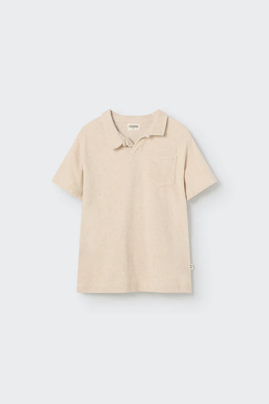 Cozmo Organic Terry Polo, Ivory Melange