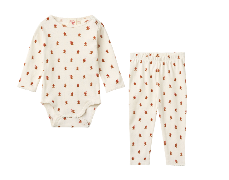 Charlie Onesie and Pant Set, Gingerbread Dot