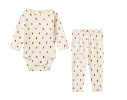Charlie Onesie and Pant Set, Gingerbread Dot