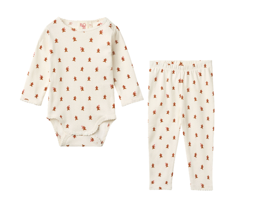 Charlie Onesie and Pant Set, Gingerbread Dot