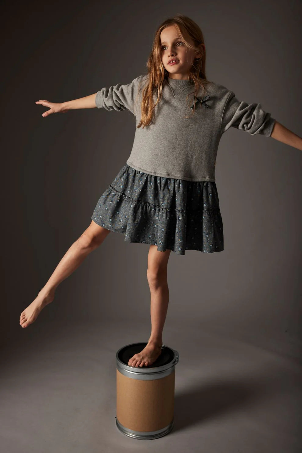 Mélange Fleece Dress, Grey