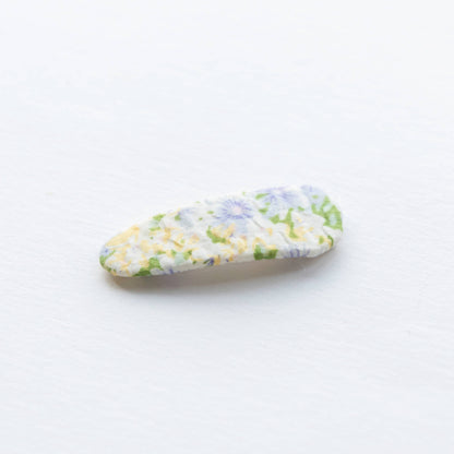 Triangle Embroidered Floral Snap Hair Clips, Sage
