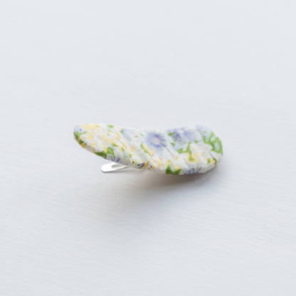 Triangle Embroidered Floral Snap Hair Clips, Sage