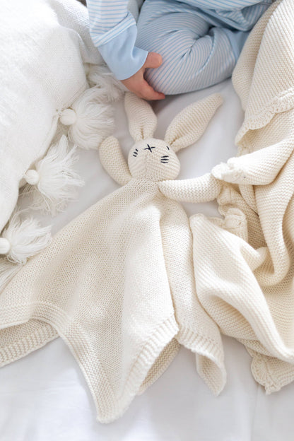Organic Knit Elephant Rattle in Blue