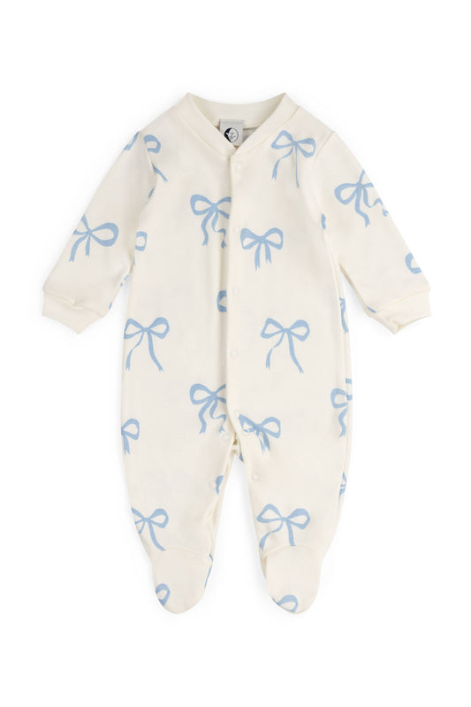 Baby Sleep Suit, Blue Bows